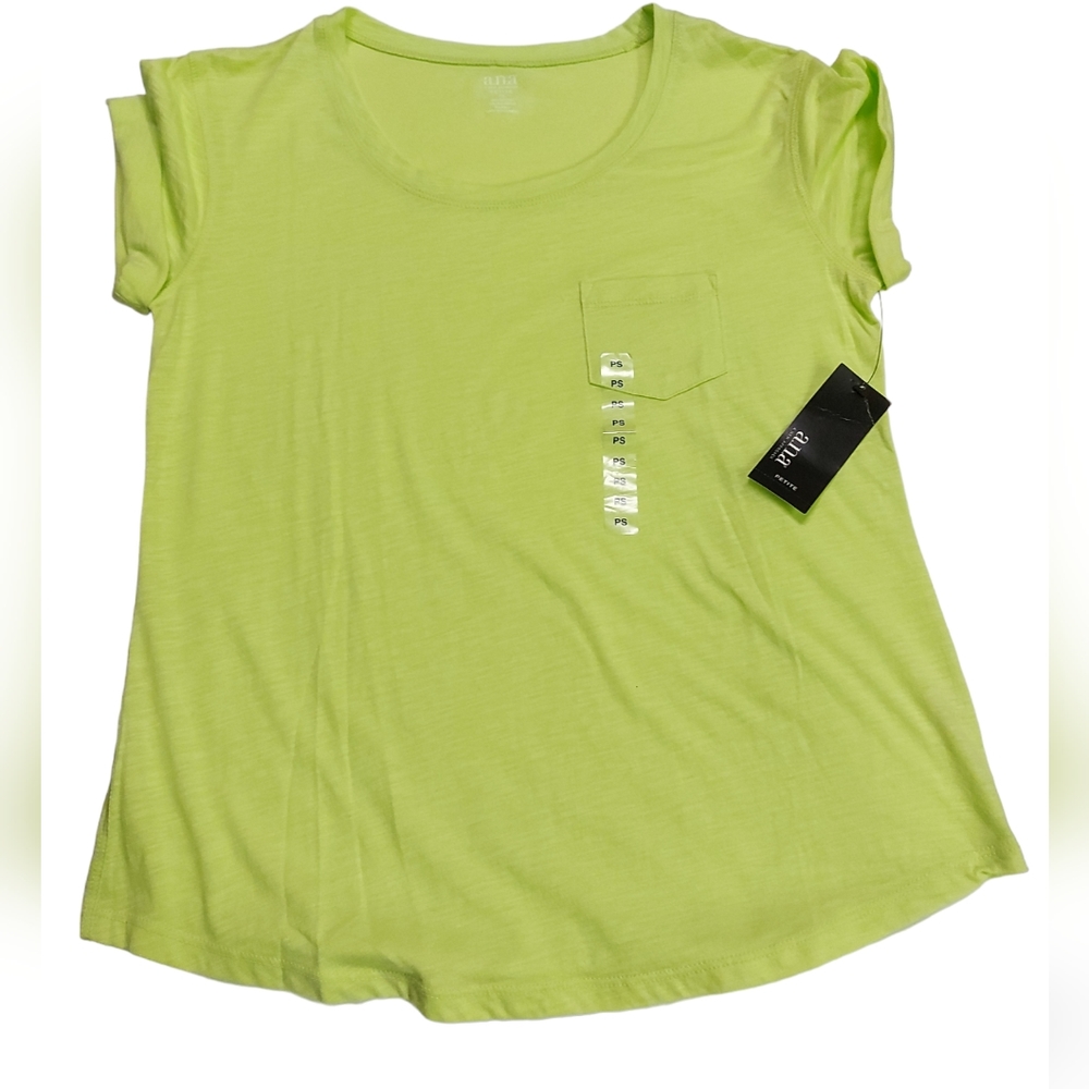 🐱 A.N.A. Ana T-shirt Green Petite NWT